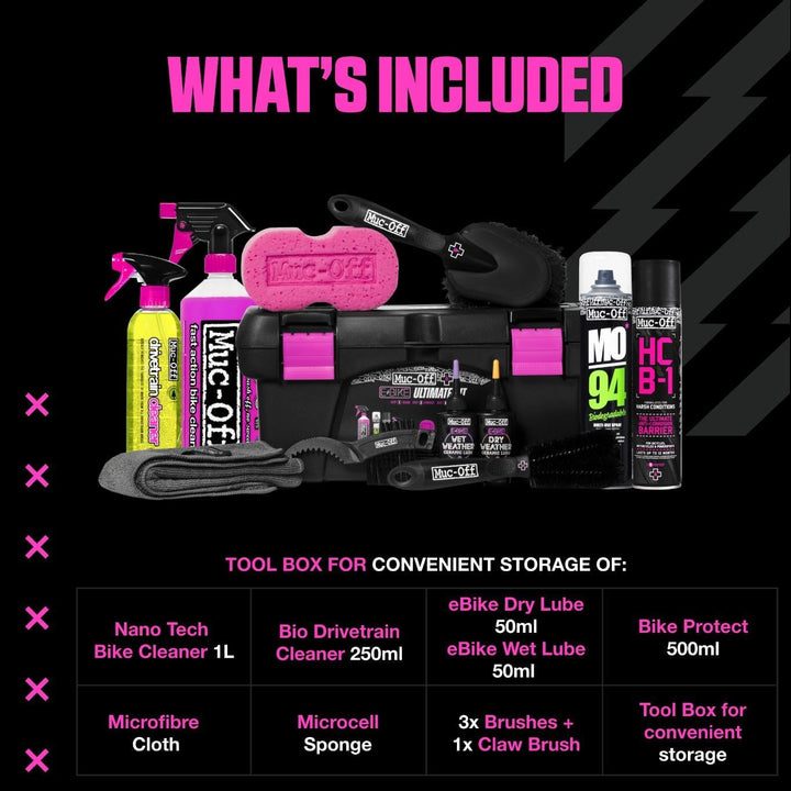 Muc-Off eBike Ultimate Kit – Must-Have-Set zum Reinigen, Schützen und Schmieren Ihres E-Bikes – inkl