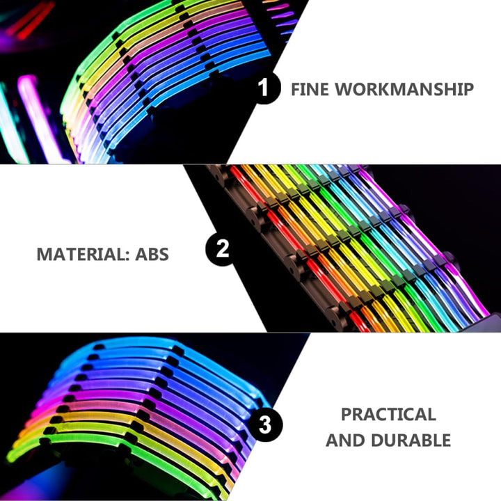 Garneck 3 Pin Argb Verlängerungskabel RGB Netzteil Ummantelt 24 Pin ATX Mainboard Computer Zubehör