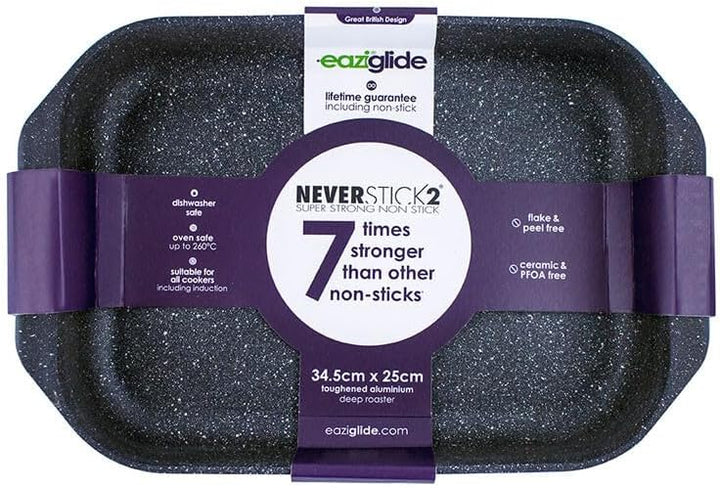 eaziglide Neverstick 2 Rechteckige Grillpfanne aus Aluminium und Edelstahl in der Farbe Schwarz, Mas