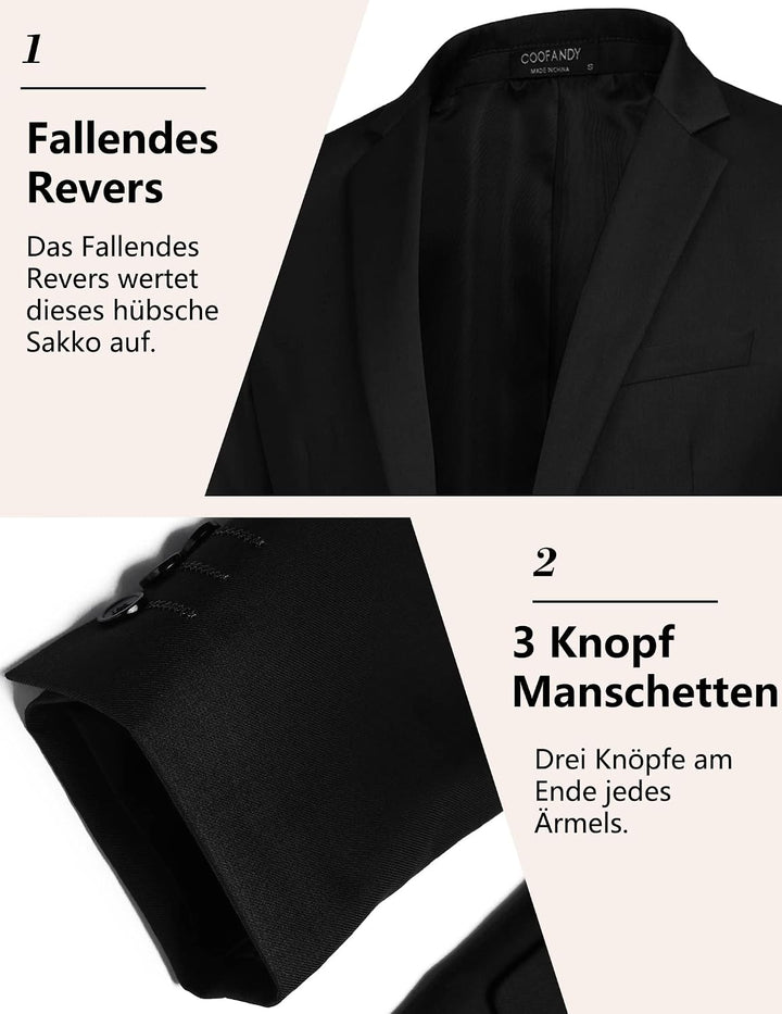 COOFANDY Herren Sakko Sportlich Freizeit Blazer Business Sakko Anzugjacke 1 Knöpfe Einfarbig Regular