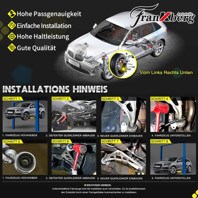 Frankberg Querlenker Vorne Links Unten Kompatibel mit A3 8L1 1996-2003 B.o.r.a 1J2 1998-2005 Golf IV