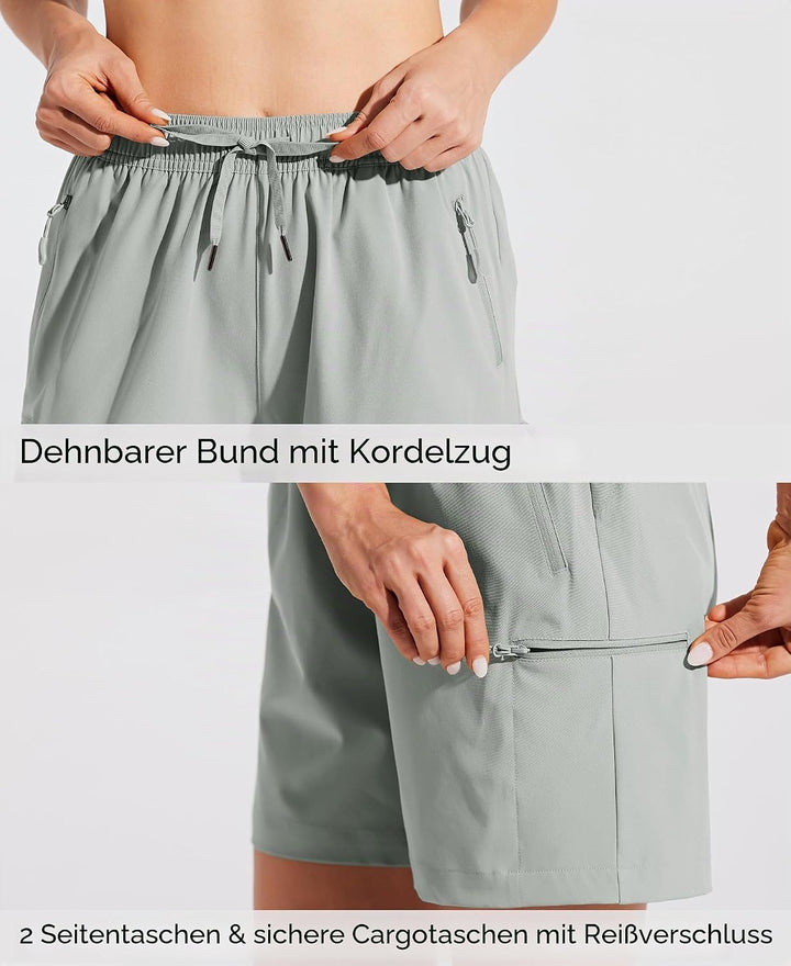 WILLIT Damen Wanderhose Sommer Cargohose schnelltrocknend Wandern Kurz leichte Sport Shorts mit Tasc