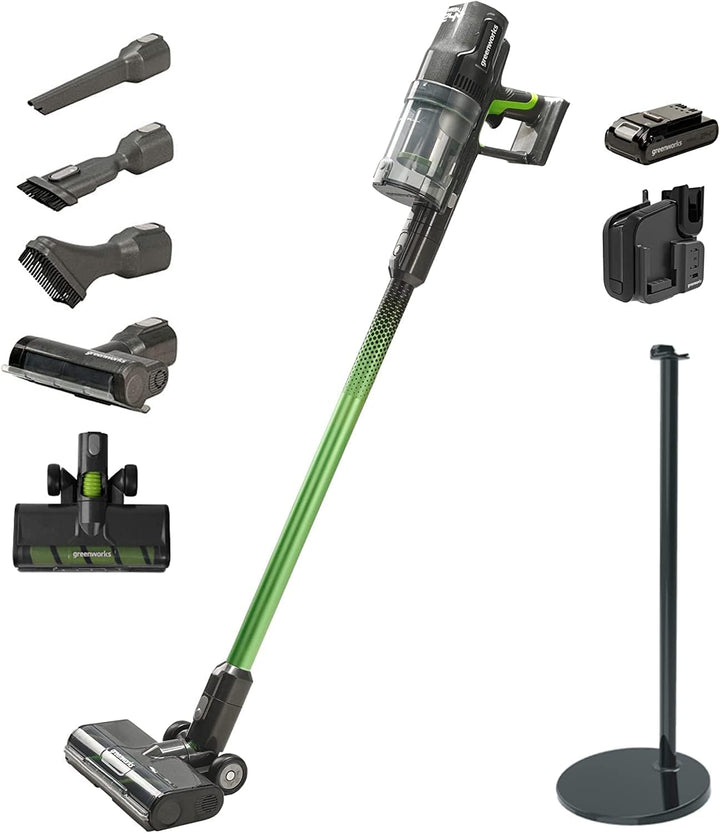 Greenworks GD24SVK4D Deluxe Kabelloser Staubsauger, hohe Saugleistung, 45 Minuten Laufzeit, Hepa-Fil