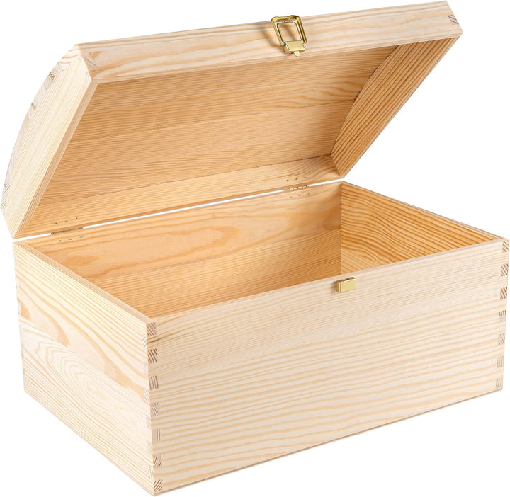 Creative Deco XXL Grosse Holztruhe Holzkiste mit Deckel und Schloss | 34,5 x 25 x 19,2 cm | Schatztr