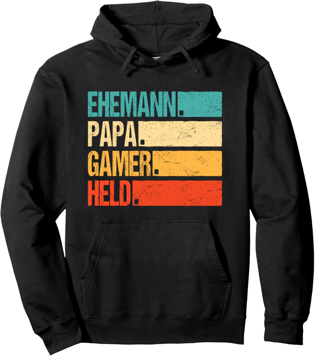 Ehemann Papa Gamer Held Retro Vatertag Pullover Hoodie