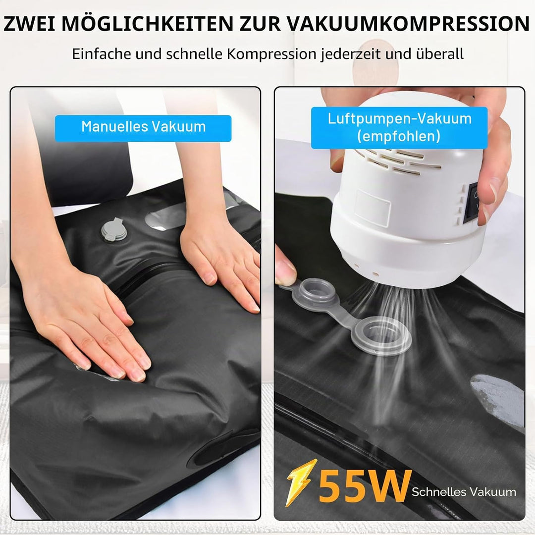 2er Pack Vakuumbeutel TPU, Kompressionsbeutel mit Ventil für Pumpe oder manuelles Zusammendrücken, a