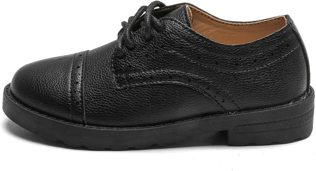 PPXID Jungen Schnürhalbschuhe Schule Uniform Hochzeit Anzugschuhe 21 EU Schwarz, 21 EU Schwarz