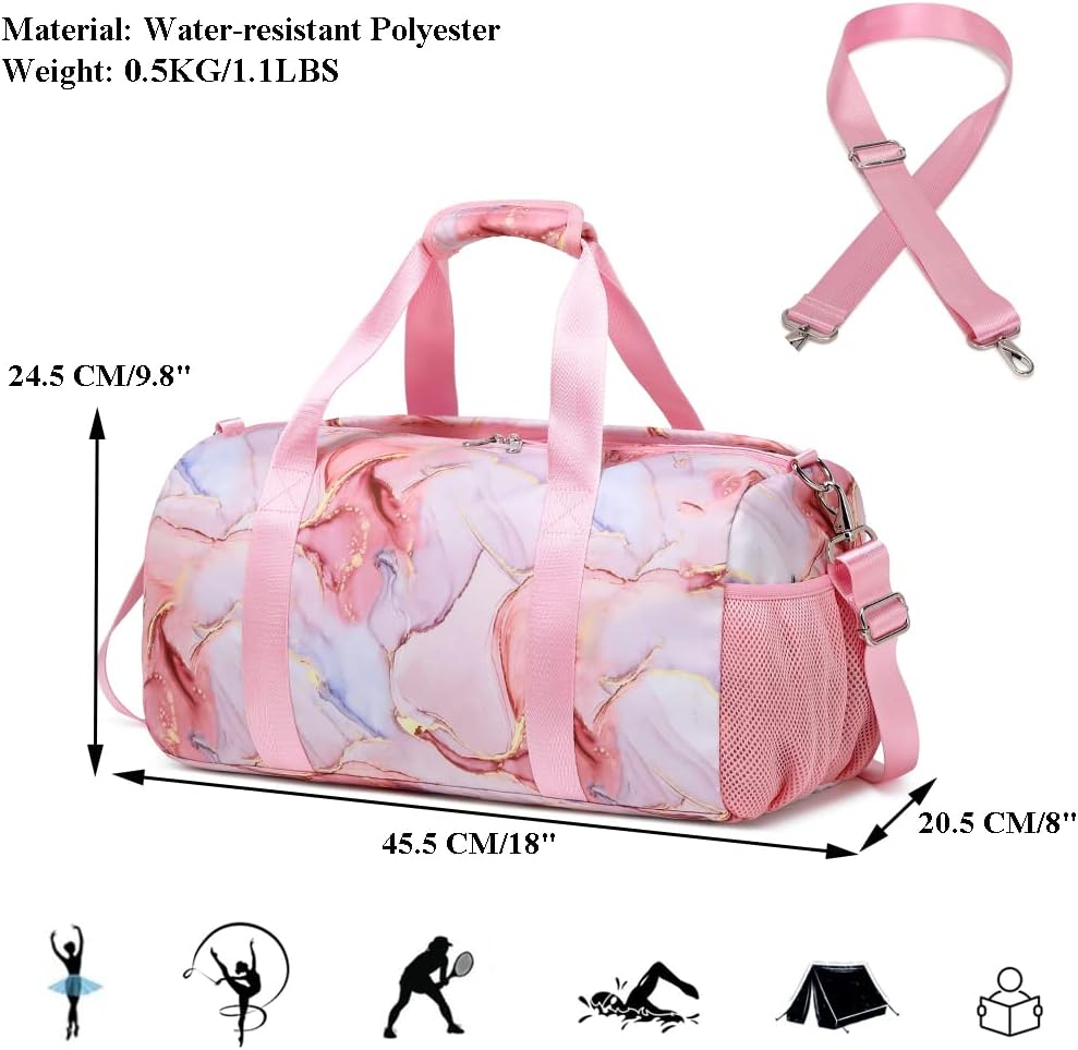 Mädchen Sporttasche Reisetasche Kinder Mädchen Tanztasche Reisetasche Trainingstasche Damen Sporttas