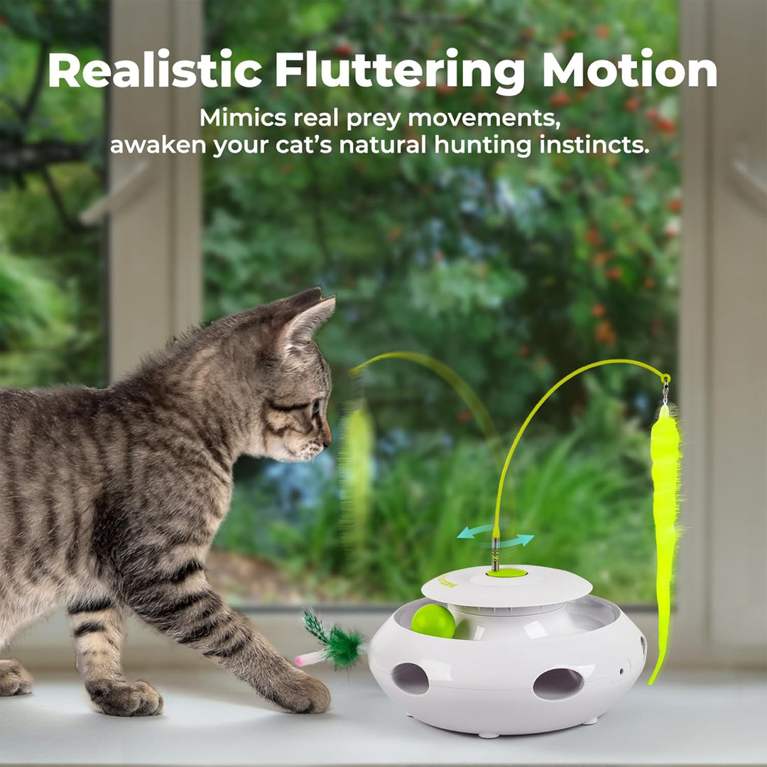 ALL FOR PAWS 3-in-1 Interaktives Bewegungsaktiviertes Flatterraupen-Spielzeug für Katzen – Automatis