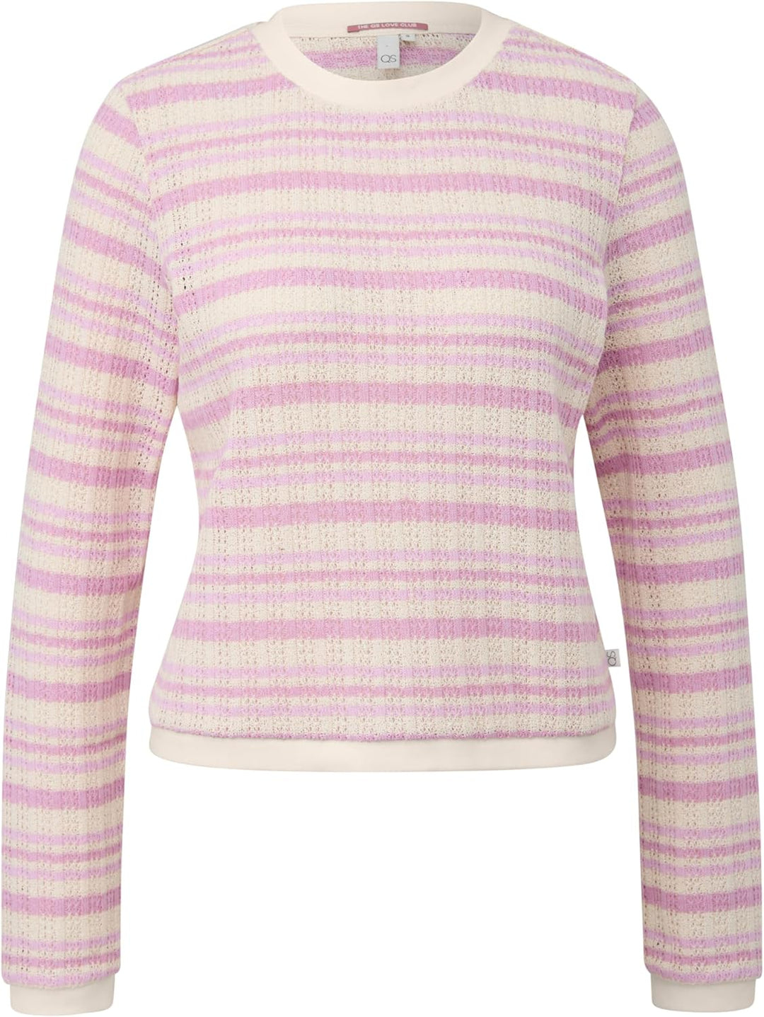 QS Damen Longsleeve mit Ajourmuster T-Shirt Langarm mit Ajourmuster M 51g0_hellblau, M 51g0_hellblau