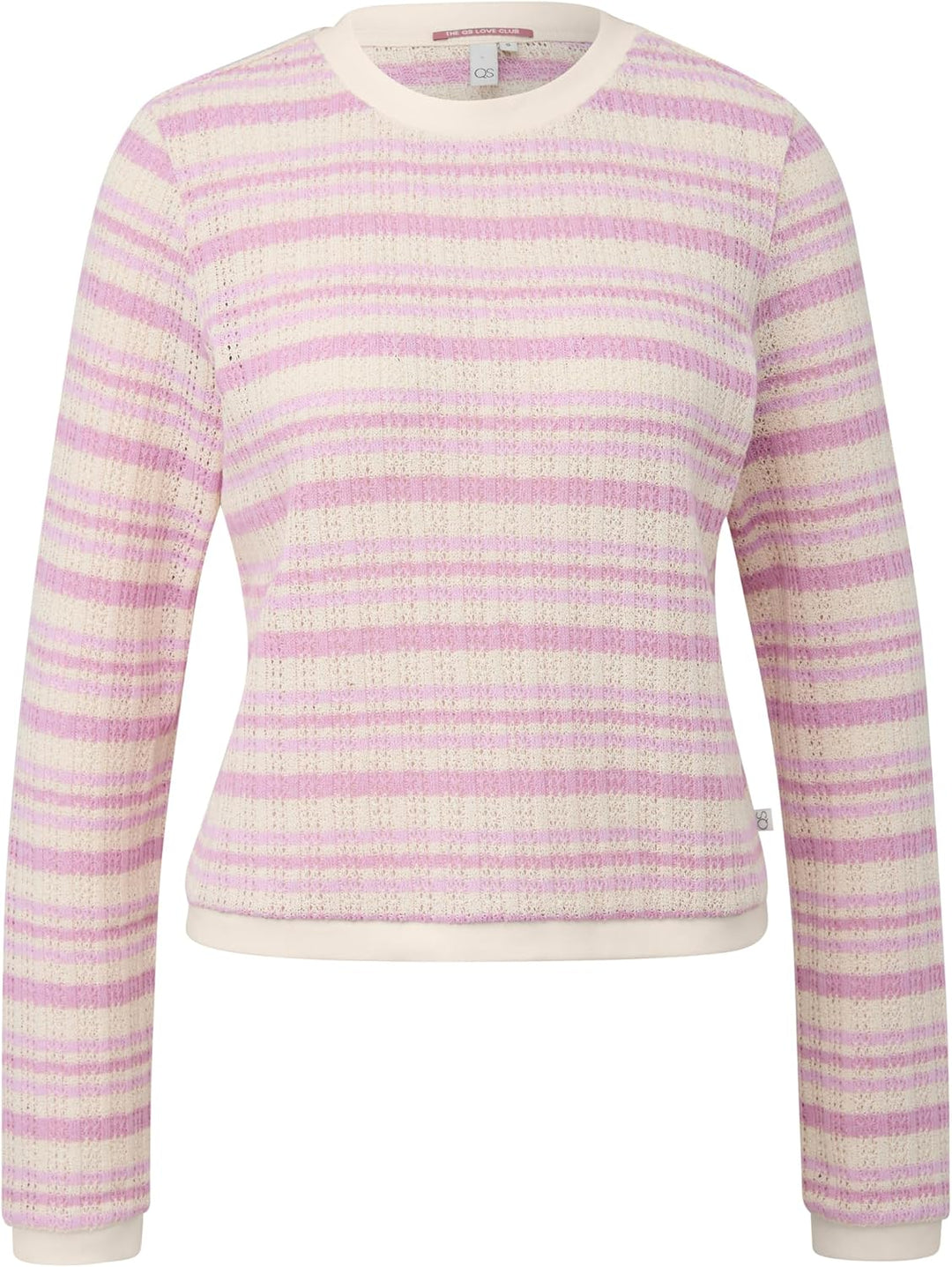QS Damen Longsleeve mit Ajourmuster T-Shirt Langarm mit Ajourmuster XS 51g0_hellblau, XS 51g0_hellbl