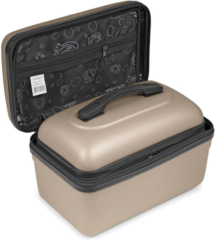 2er-Set Grosse starre Waschtisch-ABS-Schale - Kulturbeutel/Make-up-Etui 35 cm Champagner, Champagner