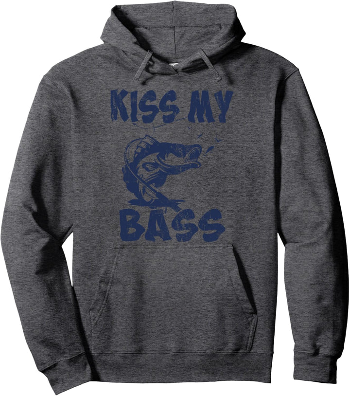 Kiss my Bass Forelle Fischen Karpfen Hecht Mann Carp Fishing Pullover Hoodie