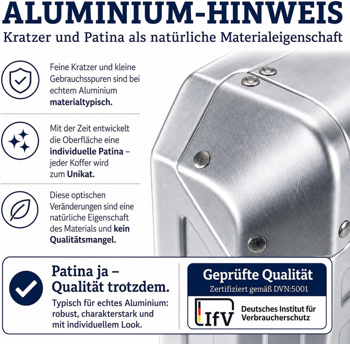 Travelhouse Tokyo Aluminium Reisekofferset Silber S-55cm &amp; XL-77cm 100% Aluminium Hartschalenkoffer