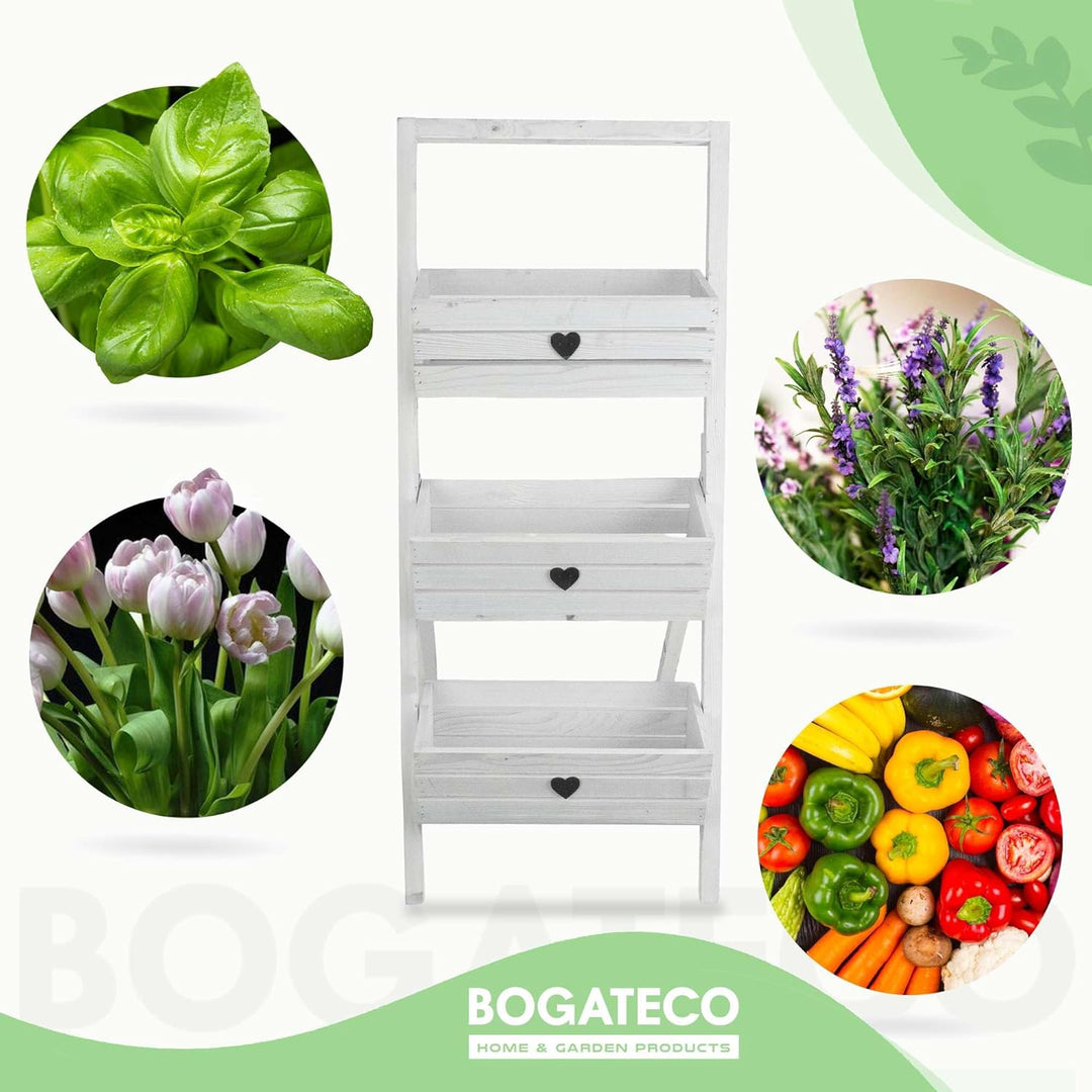 BOGATECO Set mit 3 Blumentöpfen auf einem Ständer 110cm | 3er Set Blumentopf Pflanzkübel 40x18cm | H