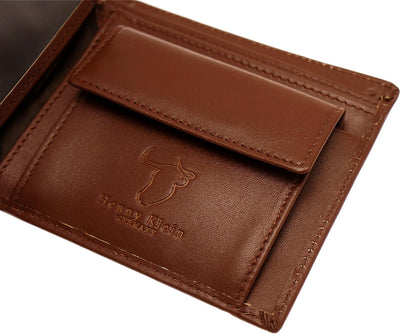 Henny Klein Feine Handmade Germany Herren Rinder Leder Geldbörse Portemonnaie Querformat mit RFID NF