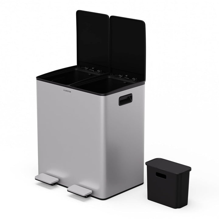 Klarstein EcoVista Mülleimer - 2 Fächer, 40L Küchen-Abfalleimer mit 3L Kompostbehälter, Soft-Close,