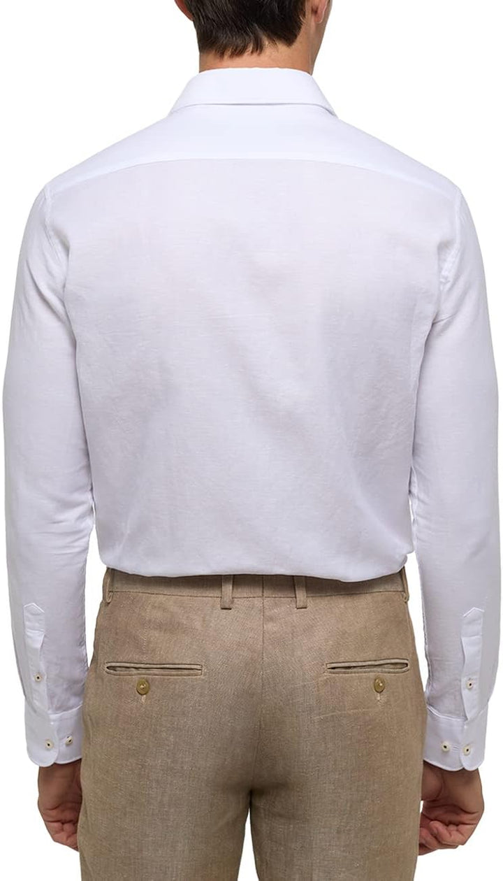 eterna Herren Linen Shirt Slim FIT 41 Kragen / 67 Ärmel Weiss, 41 Kragen / 67 Ärmel Weiss