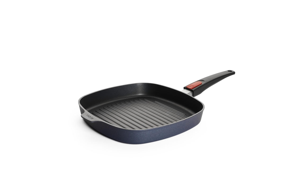 Woll Guss-Steakpfanne - viereckig, abnehmbarer Stiel, Induktion, Schwarz, 28 x 28 cm 28x28 cm, 4 cm