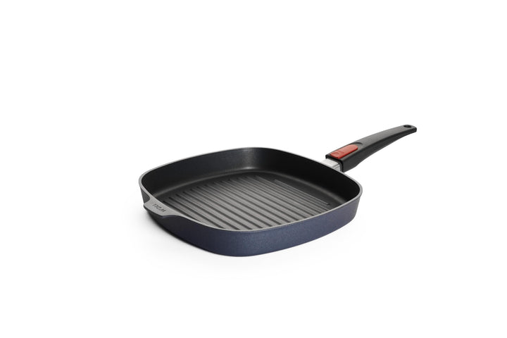 Woll Guss-Steakpfanne - viereckig, abnehmbarer Stiel, Induktion, Schwarz, 28 x 28 cm 28x28 cm, 4 cm
