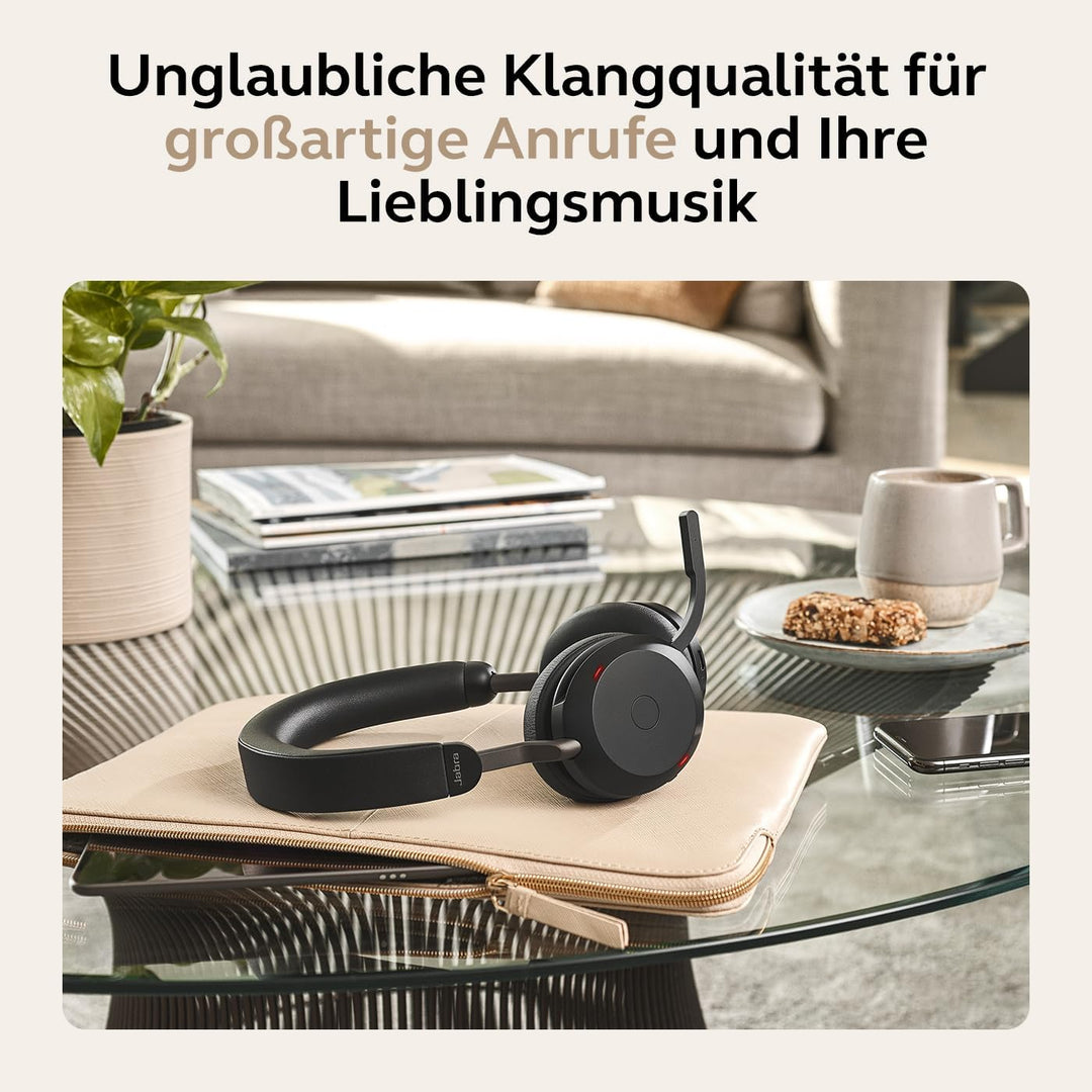 Jabra Evolve2 75 Wireless PC Headset with 8-Microphone Technology - Dual Foam Stereo Headphones with