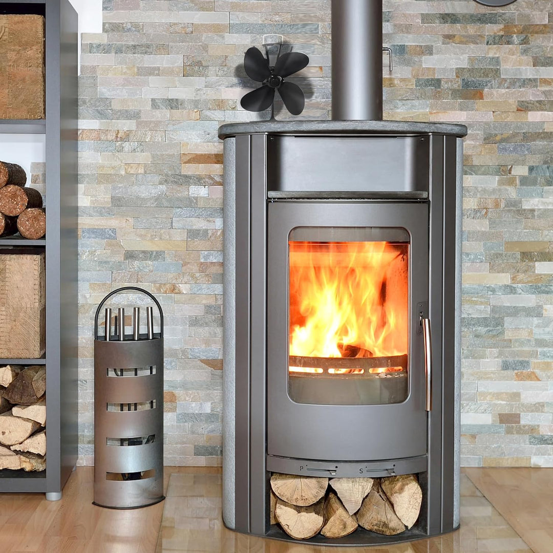 HENGMEI Kaminventilator Ventilator Heizbetriebener Ofenventilator mit 4 Flügeln für Holz/Scheitbrenn