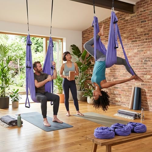 Aerial Yoga Hängematte mit, 6 Griffen Yogatuch für Studio Zuhause Hammock Swing Set für Inversionsüb