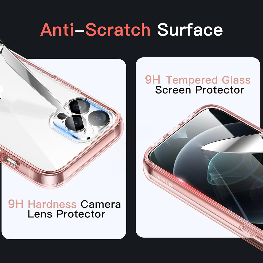 JETech 5 in 1 Hülle für iPhone 12 Pro 6,1 Zoll, mit 2 Stück Schutzfolie und 2 Stück Kameraschutz, Fu