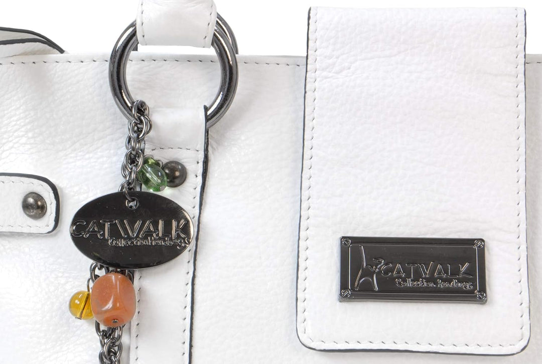 Catwalk Collection Handbags - Leder - Umhängetasche/Handtasche/Schultertasche - MARTINA Weiss, Weiss