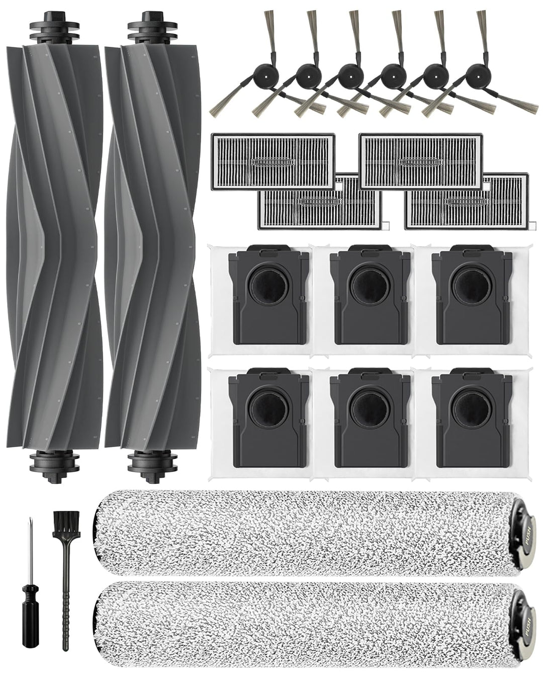 22 STK. Zubehörsets für Mova S70 Roller/ S70 Ultra Roller Saugroboter: 2 Hauptbürste, 2 Rollenwische