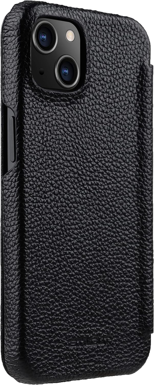 STILGUT Book Case kompatibel mit iPhone 13 Mini (5.4“) Hülle aus Leder zum Klappen, Klapphülle, Hand