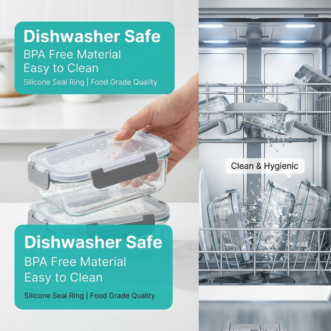 Glas Frischhaltedosen Set & Meal Prep Boxen, 2x370ml Borosilikatglas Behälter mit BPA-freiem Deckel,