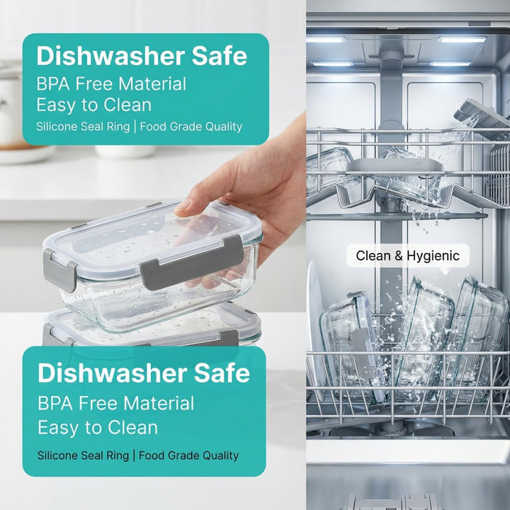 Glas Frischhaltedosen Set & Meal Prep Boxen, 2x370ml Borosilikatglas Behälter mit BPA-freiem Deckel,