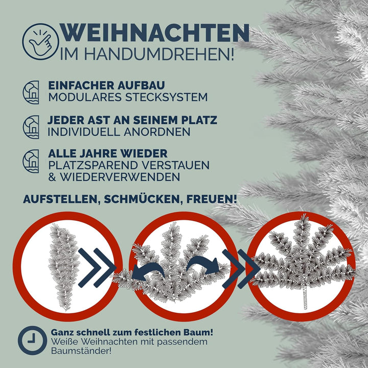CASARIA® Weihnachtsbaum künstlich 150cm dichte Spitzen schneller Aufbau Metallständer naturgetreu sc