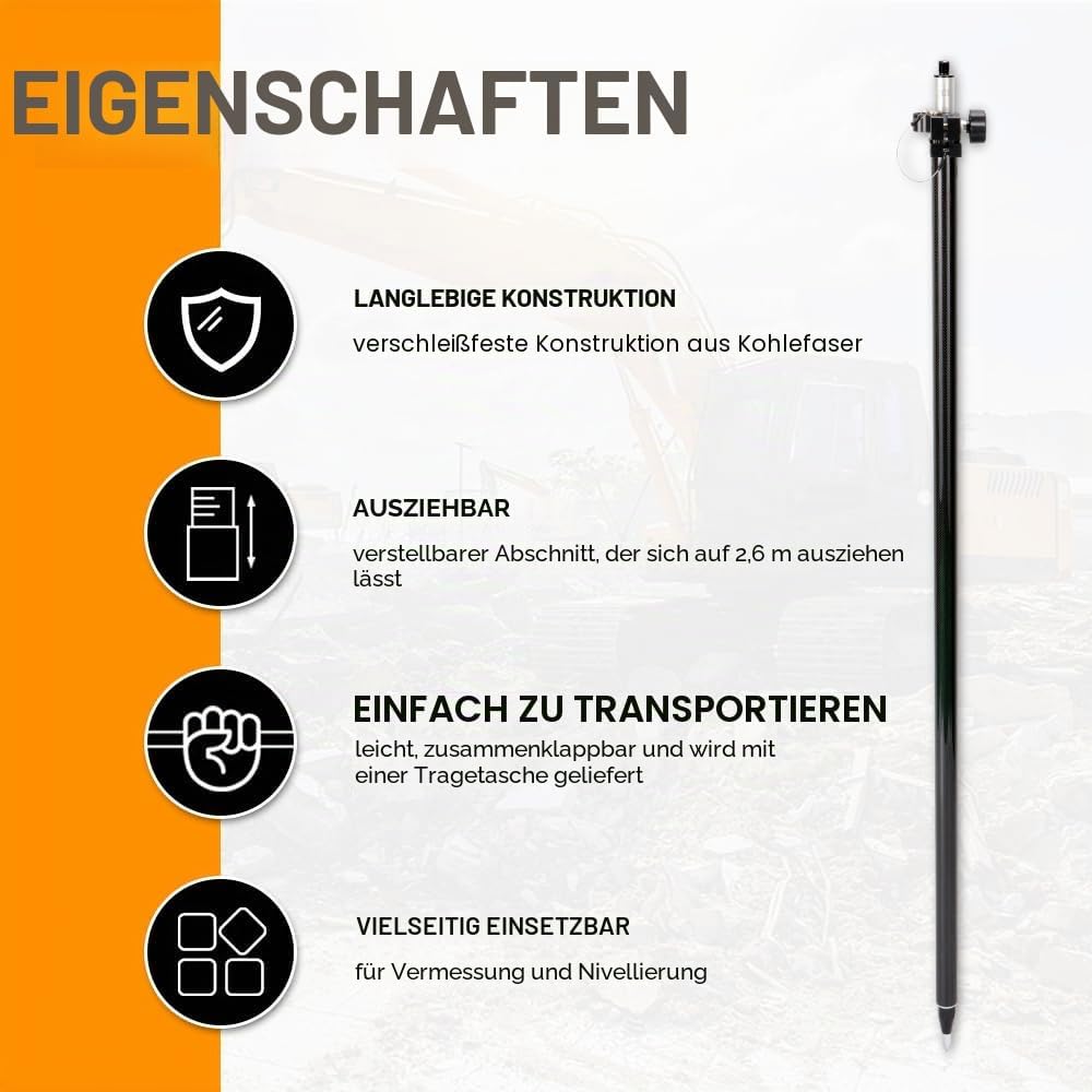 Kohlefaser-GPS-Stange, GPS-Stangen für Landvermessung & Engineering GPS/GNSS Zubehör und Instrumente