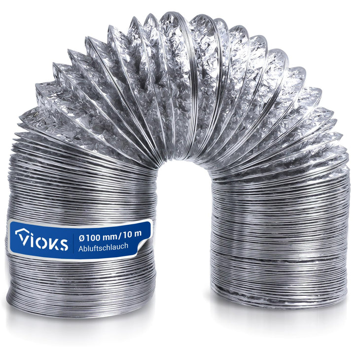 VIOKS 10m Alu Flexrohr 100mm Schlauch für 100erR Luftführungssysteme - Abluftschlauch Klimagerät 10m