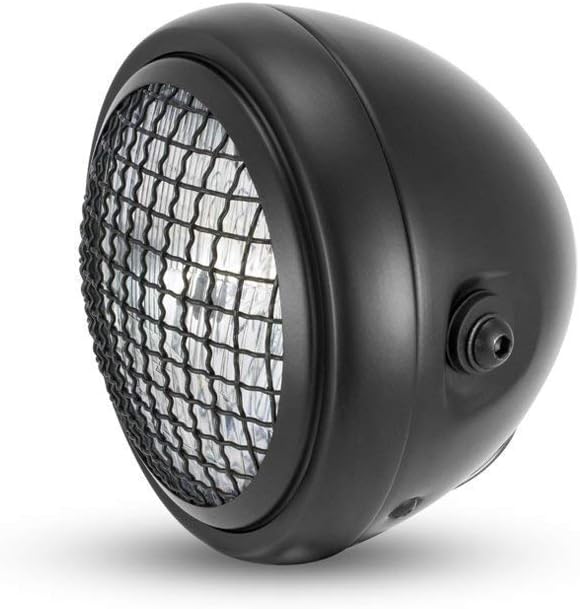 Schwarz Motorrad 6" Scheinwerfer mit Netz Grill H4 55W für Projekt Fahrrad, Cafe Racer, Scrambler