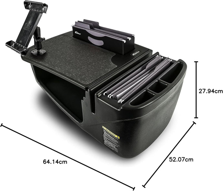 AUTOEXEC AUE27004 Efficiency FileMaster Auto-Schreibtisch, schwarze Oberfläche, mit Tablet-Halterung