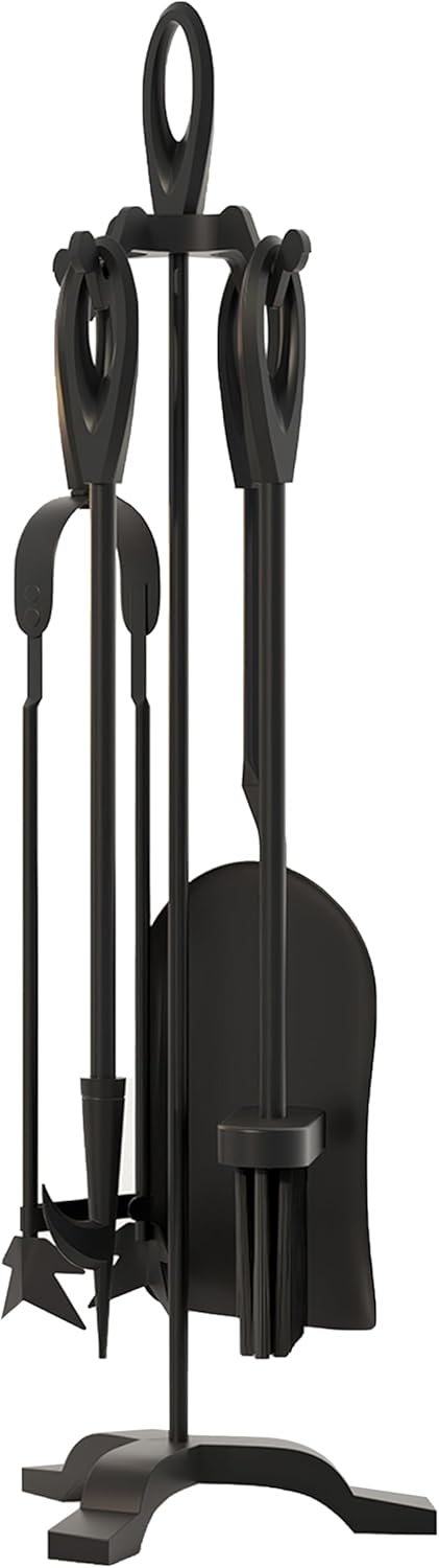 Kingson Kaminbesteck aus Gusseisen, 5-teilig, 19,5 x 17 x 61 cm, langlebiges Kaminwerkzeug-Set