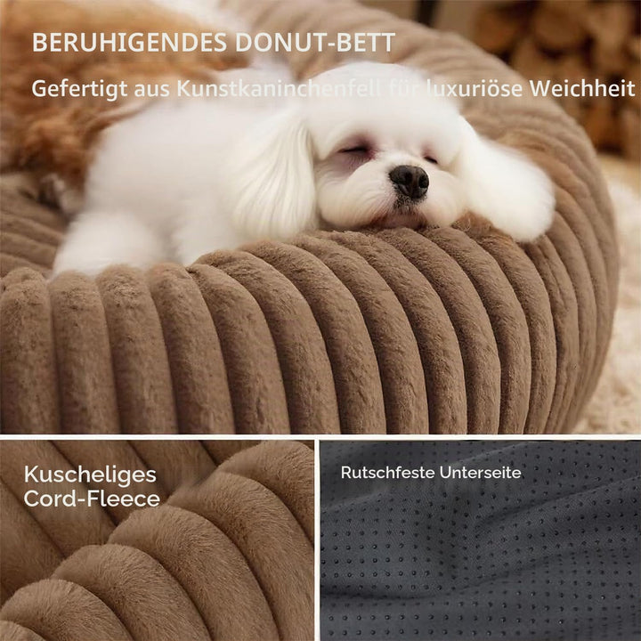 Flauschig Haustierbett Waschbar Hundebett Katzenbett Rund Donut Hundekorb Indoor Katzenkissen Katzen
