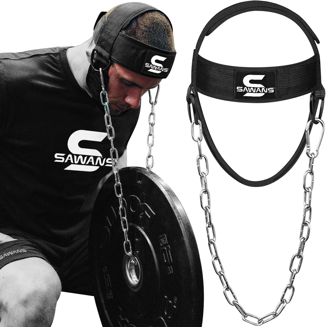 SAWANS Nackentrainer Neck Harness für Kraftsport Nackenstrecker Gewichthebergürtel Kopftrainer Männe