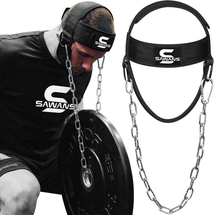 SAWANS Nackentrainer Neck Harness für Kraftsport Nackenstrecker Gewichthebergürtel Kopftrainer Männe