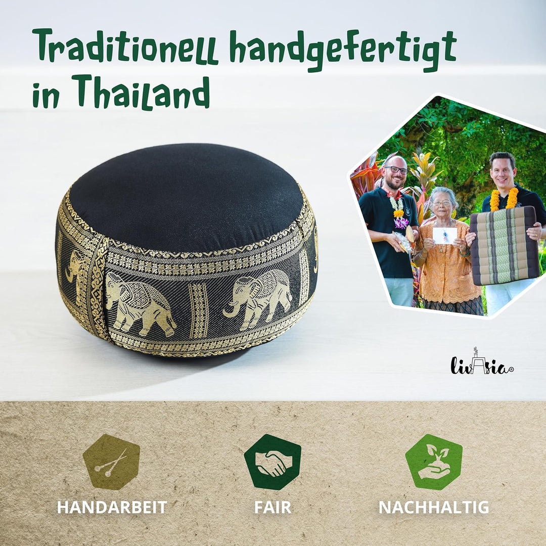 Livasia Meditationskissen Thaiseide, Yogakissen klein mit Kapok, Pouf, Bodenkissen Yoga Zen Meditati