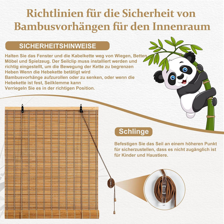 Cy.curtain bright Bambusrollo Bambus Rollo Sonnenschutz und Sichtschutz Rollo,für Fenster Und Türen,