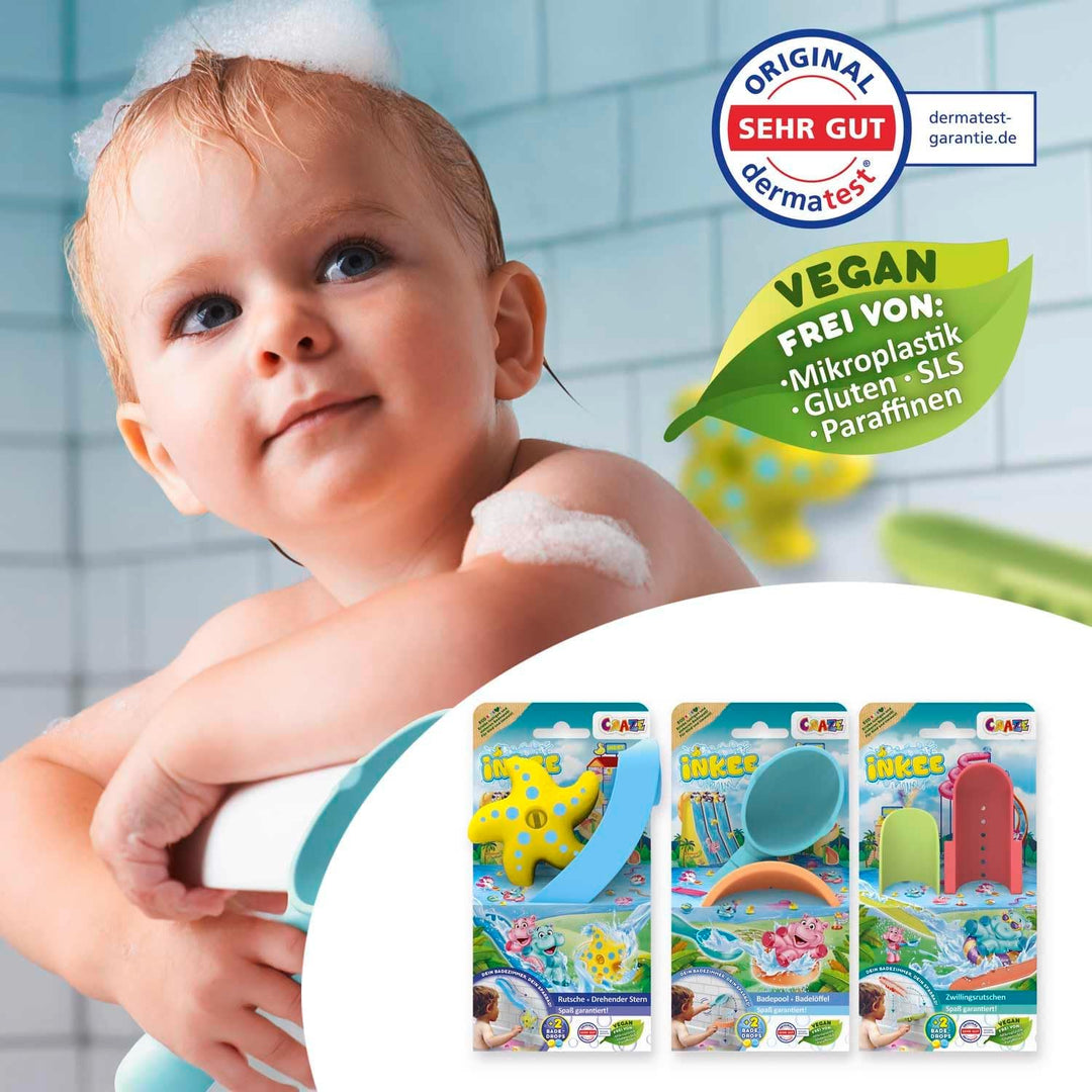 INKEE Toys Badeset - Badespielzeug für Kinder , Badewannenspielzeug Set mit Rutschen, rollenden Ster