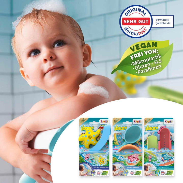 INKEE Toys Badeset - Badespielzeug für Kinder , Badewannenspielzeug Set mit Rutschen, rollenden Ster