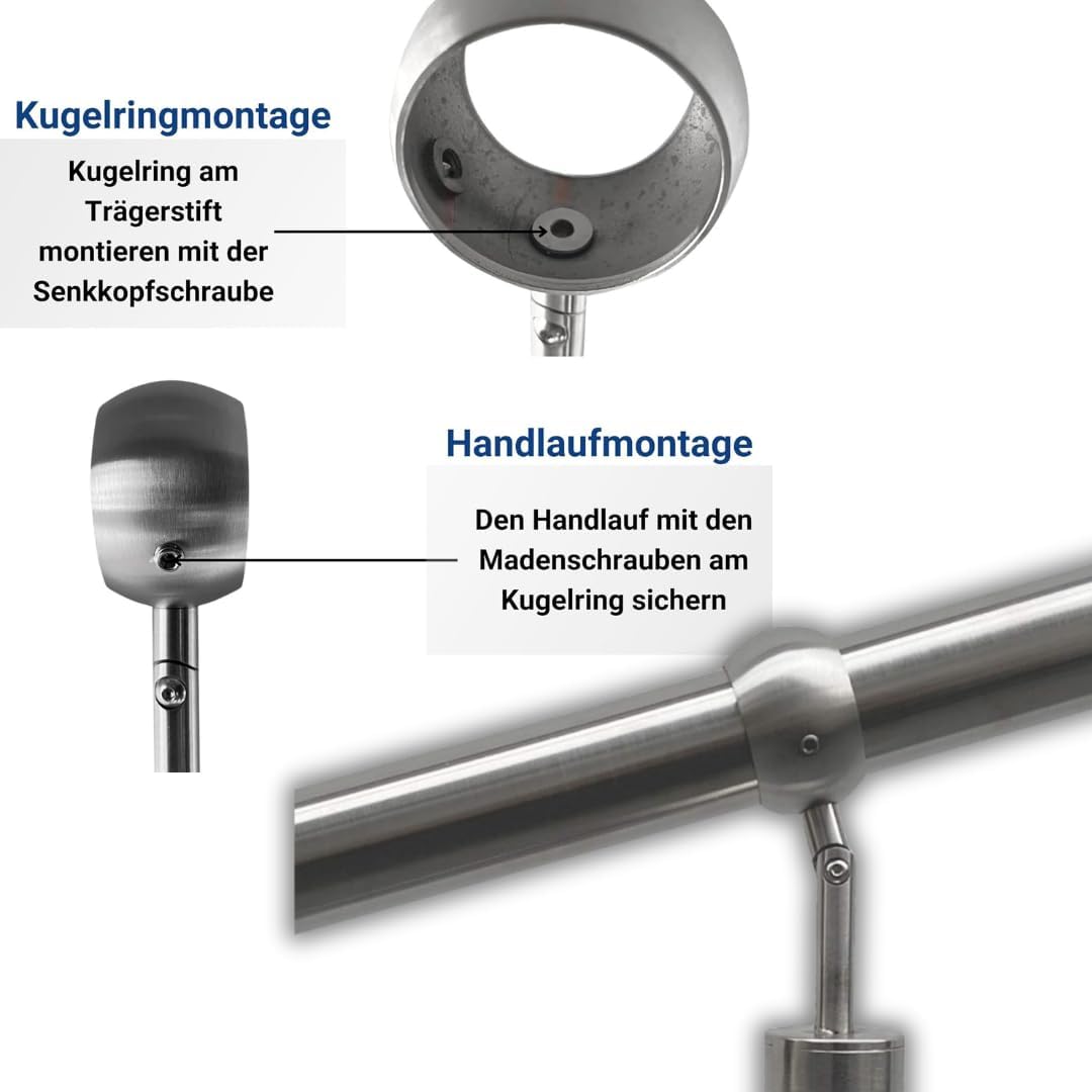 Edelstahl Eingangsgeländer Buchetmann2 Markengeländer mit Wandanschluss Handlauf rostfrei V2A Innen
