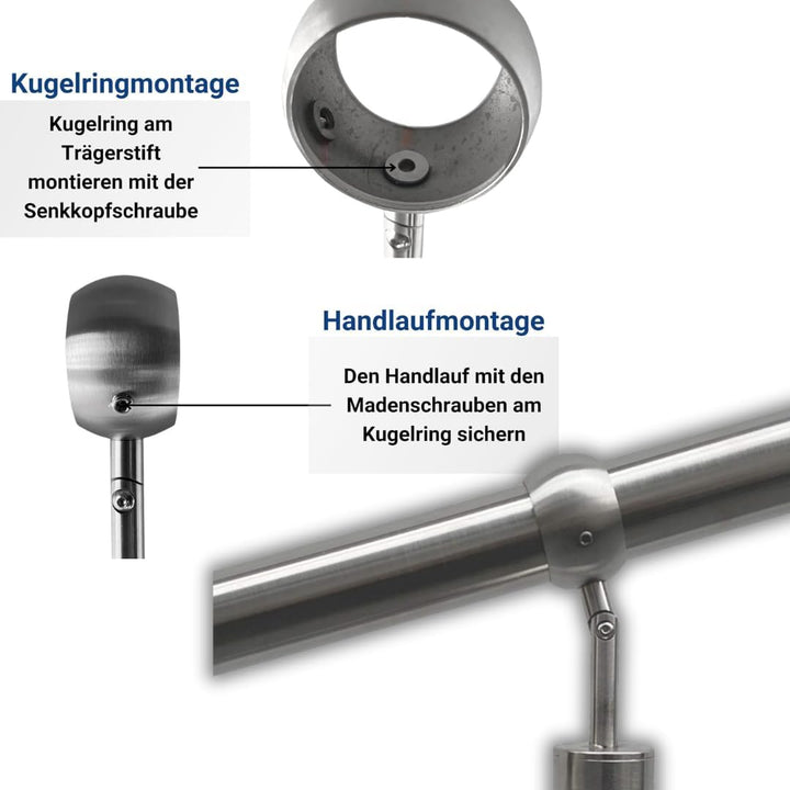 Edelstahl Eingangsgeländer Buchetmann2 Markengeländer mit Wandanschluss Handlauf rostfrei V2A Innen