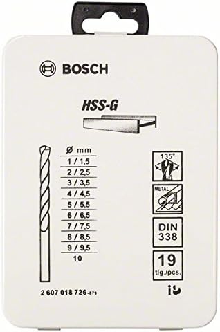 Bosch Professional 19tlg. Metallbohrer-Set HSS-G geschliffen Metallkassette