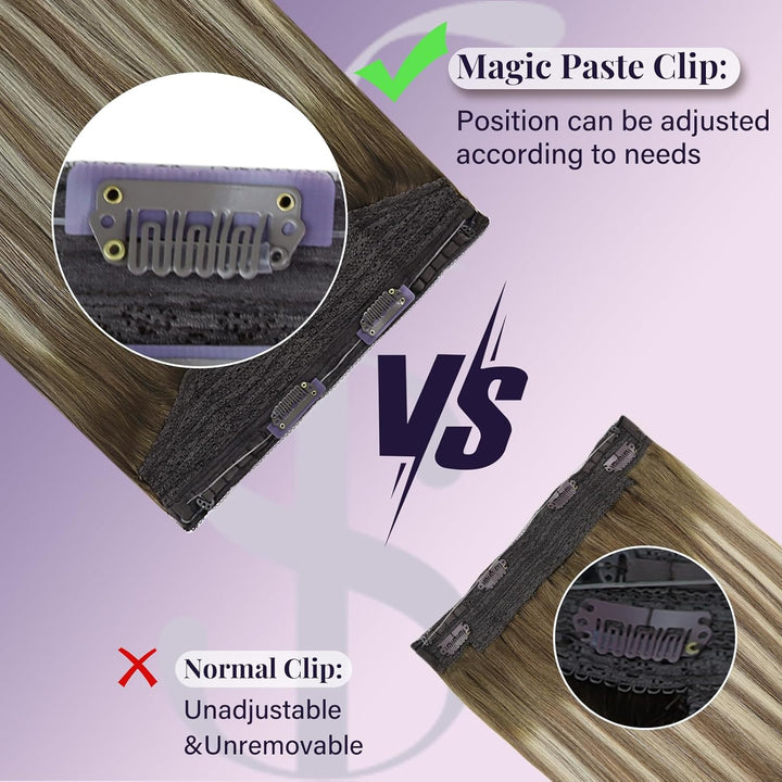 Fshine Fish Line Extensions Echthaar Dunkelbraun bis Aschbraun Highlight Mittelblond 30 cm Echthaar